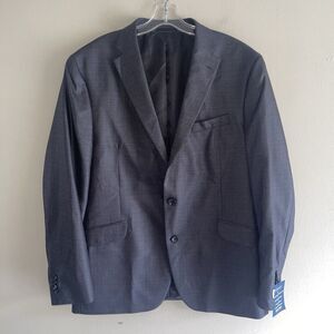 Kenneth Cole NWT Dark Gray Suit Jacket Mens Size 48L Flap Pockets 2 Buttons
